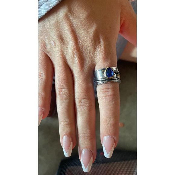 COPY - Blue Sapphire Ring Handcrafted Boho Sundance Yellowstone Tv.  Sz7 great … - Picture 1 of 5